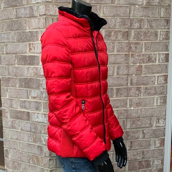 Nautica Red Puffer Water Resistant Midweight Jacket Sz S - Picture 5 of 16